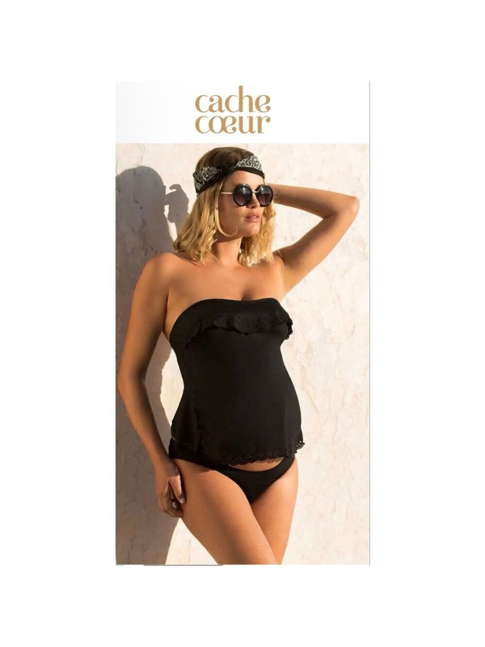 New Cache Coeur Maternity Tankini Bloom Black M